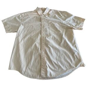 Eddie Bauer Shirt Men X-Large XL Gingham Short Sleeve Button Down‎ Yellow White